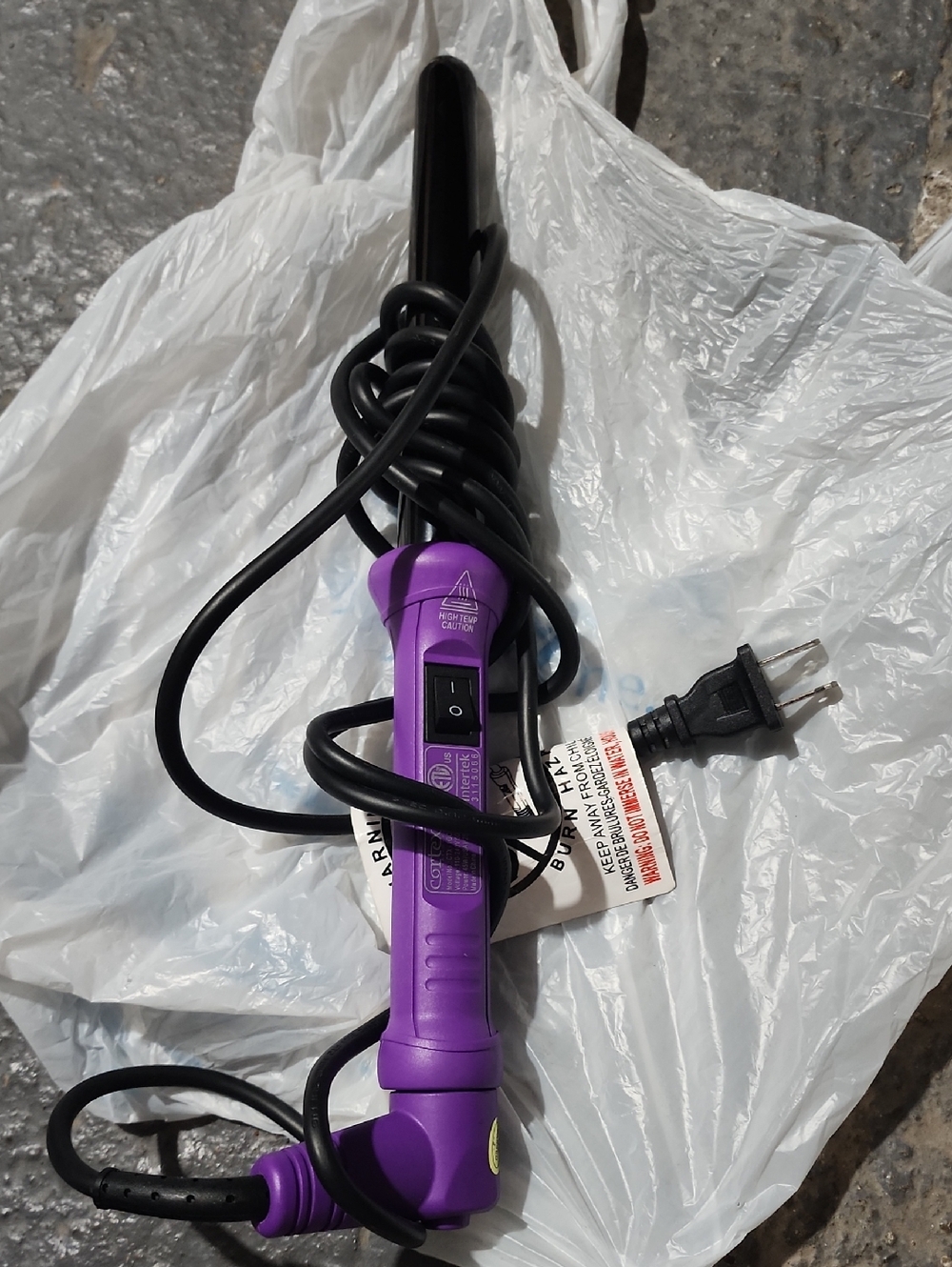 Purple Curling Wand with On/Off Switch